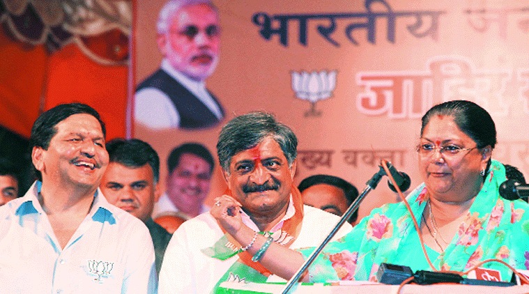 Vasundhara Raje in city on Monday. (Source: Express photo by Dilip Kagda)