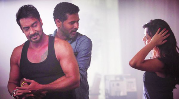 Prabhu Dheva demonstrates a sequence  to Ajay Devgn and Yami Gautam 