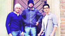 Ritesh Deshmukh, Karan Anshuman and Pulkit Samrat at the main market square in Krawkow