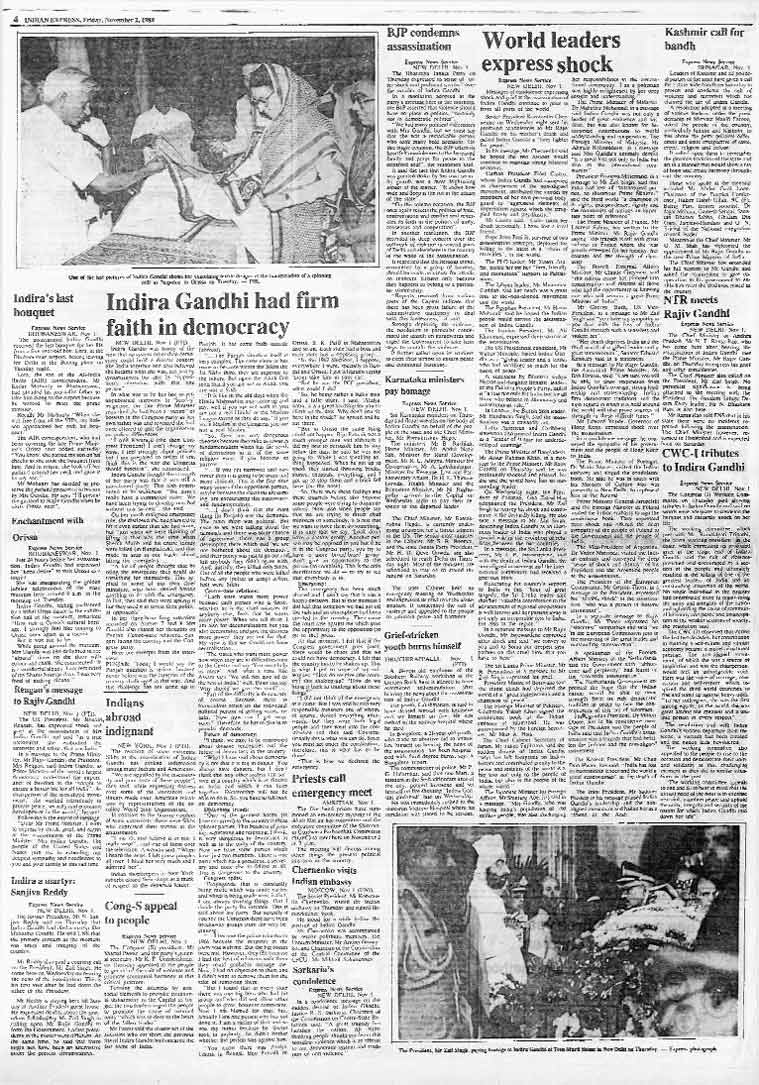 Page from The Indian Express, Nov 2, 1984