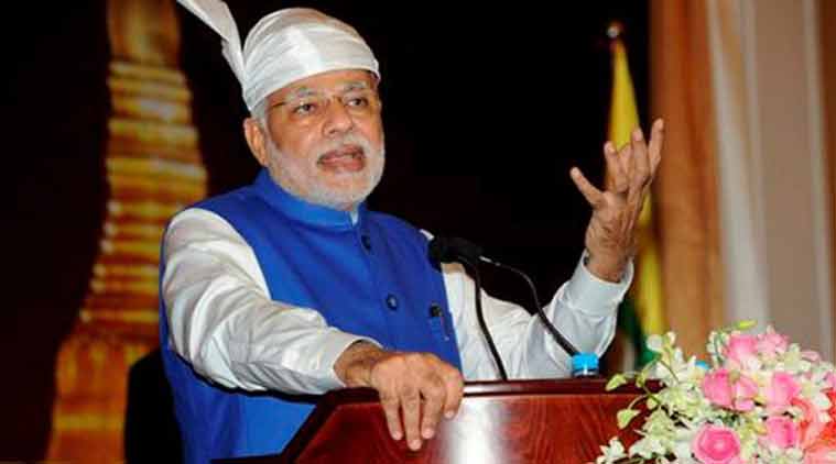 Prime Minister Narendra Modi addresses the Indian community at Nay Pyi Taw in Myanmar on Thursday. (Source: PTI photo)