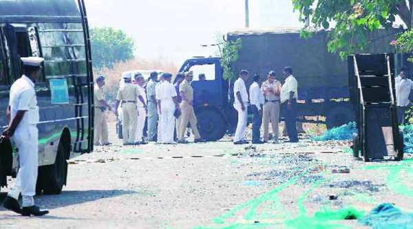 A dummy rocket was found at Sassoon Dock on Tuesday. (Source: Express photo by Prashant Nadkar)