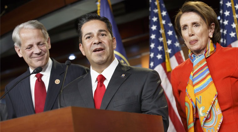 Democrats re-elected Rep Nancy Pelosi to another two-year term as House minority leader on Tuesday.