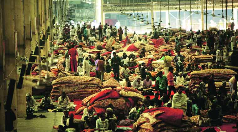 Blankets and mattresses piled up inside the ashram.(Source: Praveen Khanna)