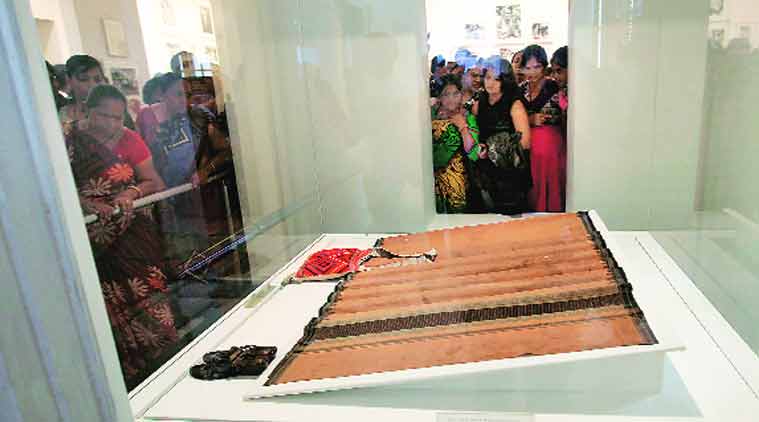 Visitors are drawn to the sari she was wearing when shot.(Source: Express photo by Ravi Kanojia)