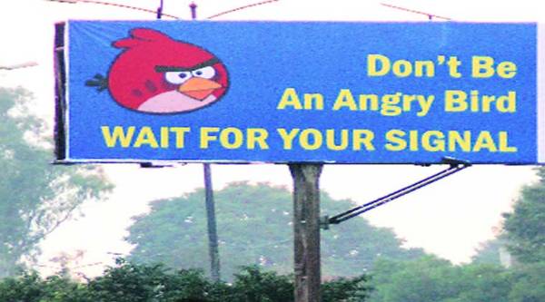 A theme-based slogan put up on a hoarding in Ludhiana. (Source: Express photo by Gurmeet Singh)