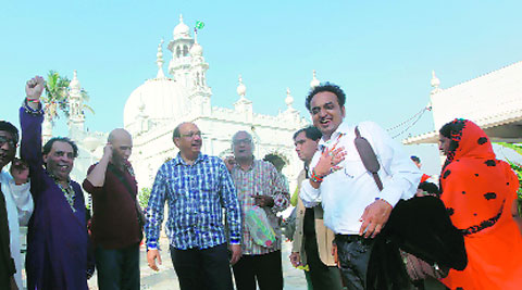 The members of the Pakistani band at Haji Ali on Tuesday. (Source: Express photo by Kevin DSouza)