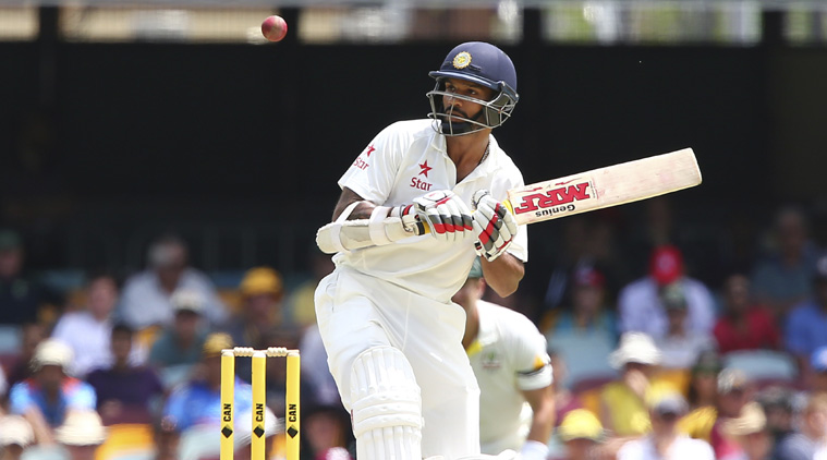 Dhawan got hit on the wrist during practice. He played through pain for his 81. (Source: AP)