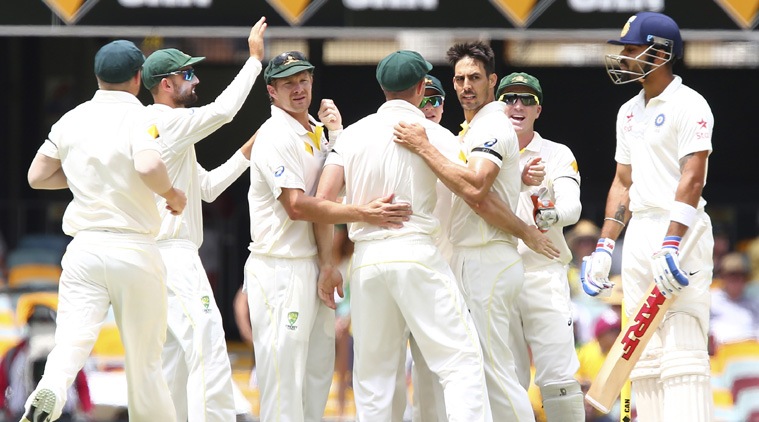 Mitchell Johnson ran through the Indian middle order during the morning session of the day's play. (Source: AP)