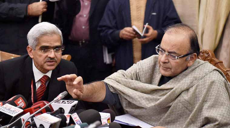 Finance Minister Arun Jaitley with Revenue Secretary Shaktikanta Das addresses a press conference on GST issue in New Delhi. PTI