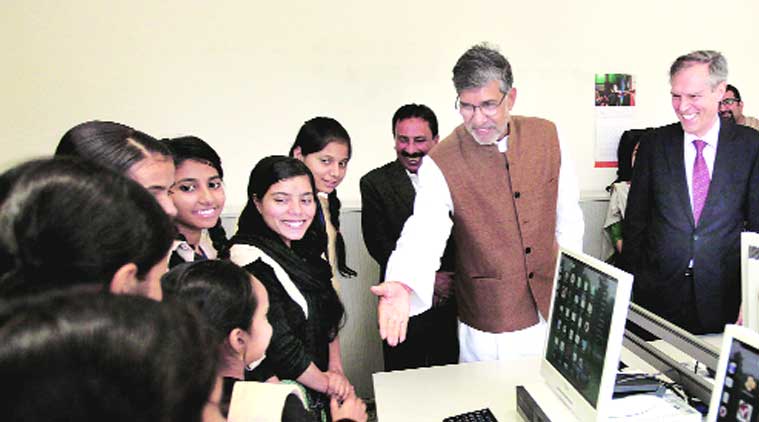 Kailash Satyarthi with German ambassador Michael Steiner on Thursday. (Source: Express photo by Ravi Kanojia)