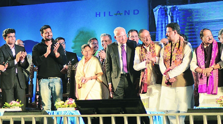 Chief Minister Mamata Banerjee during the foundation stone laying ceremony of Apollo Institute of Medical Science and Research on Monday. (Source: Express photo)