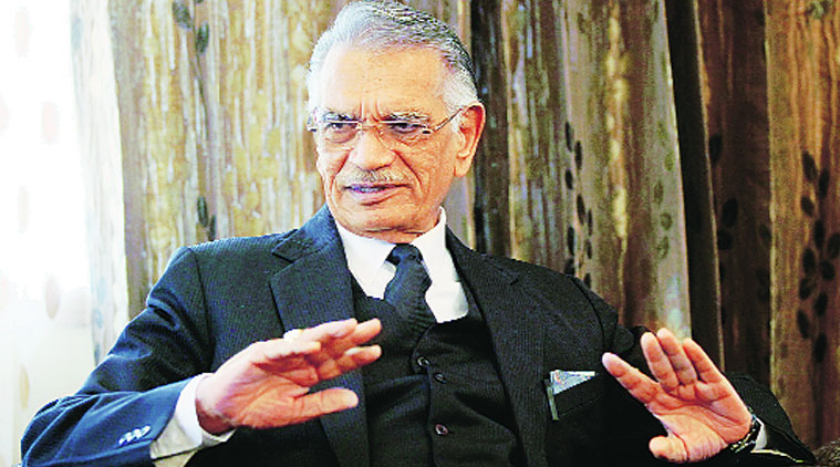 Punjab Governor and UT Administrator Shivraj V Patil in conversation with The Indian Express at Raj Bhawan in Chandigarh on Tuesday. (Source: Express photo by Jasbir Malhi)