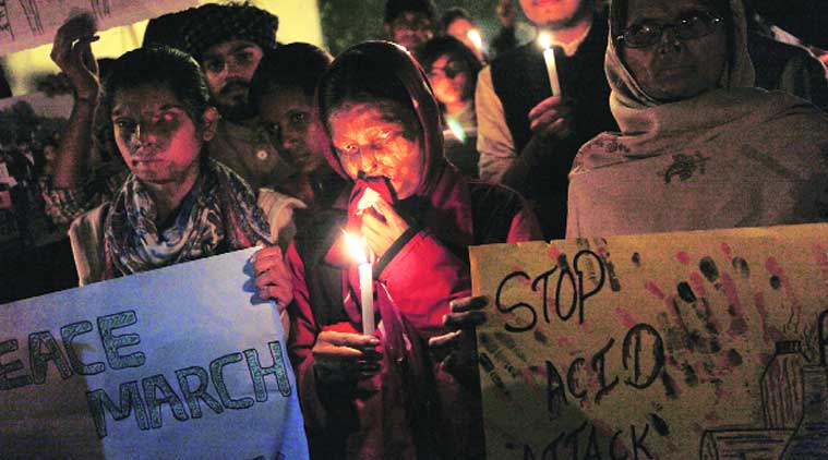 Victims of acid attacks come together at  Jantar Mantar to pay tribute to the December 16 gangrape victim and also to call for ban on easy sale of acid  across the country.