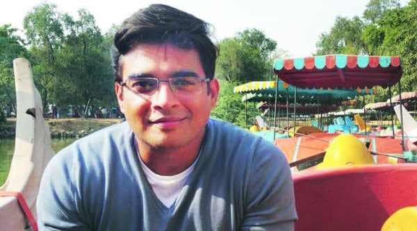R. Madhavan takes a joyride at an amusement park