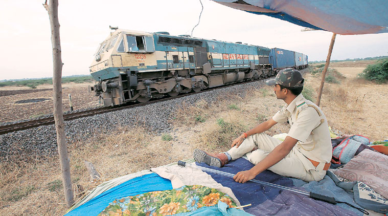 Raja Dhakhada contacts the station master if he sees a lion coming too close to an approaching train. In 10 months, he has seen only 10 lions. (Source: Express photo by Javed Raja)