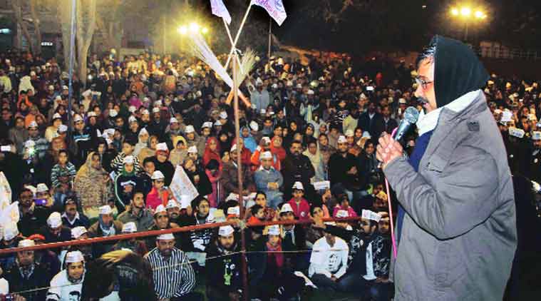 AAP chief Arvind Kejriwal in Gautam Nagar. (Source: PTI)