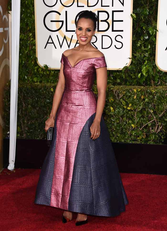 bebe gold foil dress Golden Globe Awards 2015 Red Carpet Recap: Photos Of The Best And Worst Dressed Stars