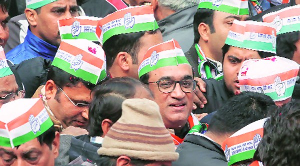 Congress campaign chief Ajay Maken during  campaign in New Delhi.