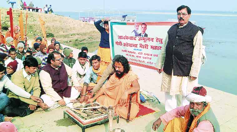 The mahayagna in progress in Varanasi. (Source: Express Photo)