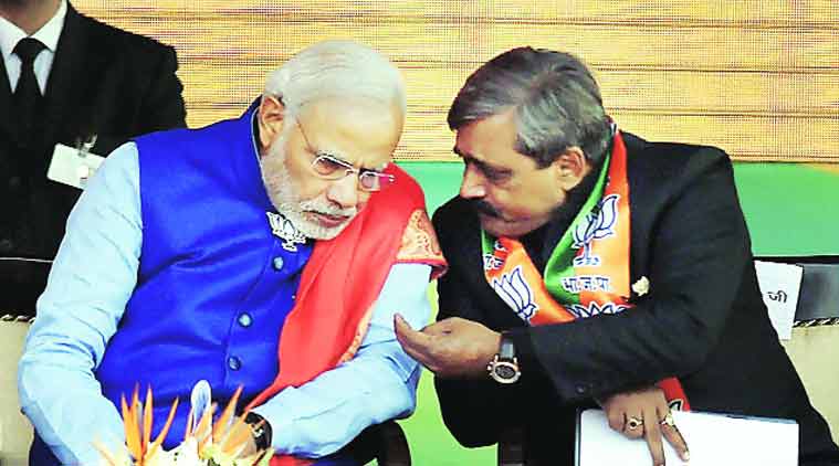 The crowd at PM Modi’s Ramlila Maidan rally was smaller than what Modi was used to. (Source: Express Archive)