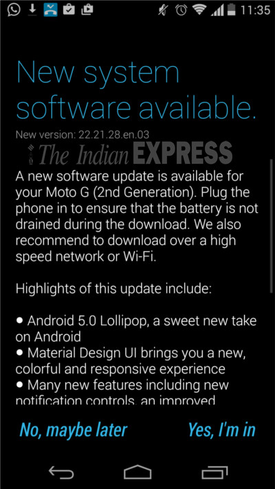 Moto G2 Android Lollipop upgrade, android lollipop motog2