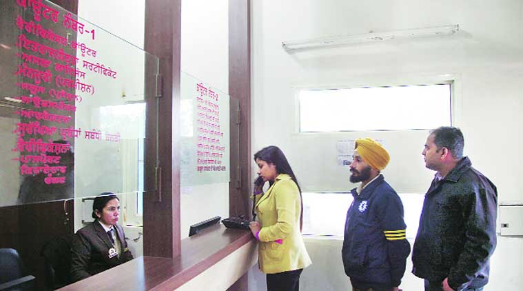 The Phase-I Mohali saanjh kendra is among the “busiest”.( Express Photo by Jasbir Malhi)