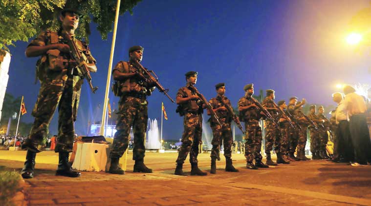Security personnel at Independence Square  where Sirisena took oath Friday. (Source: photo by Arun Janardhanan)