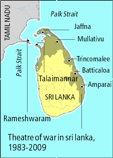 Most of the refugees crossed the 29 km of sea from Talaimannar on Mannar Island to Rameshwaram on Pamban Island. 
