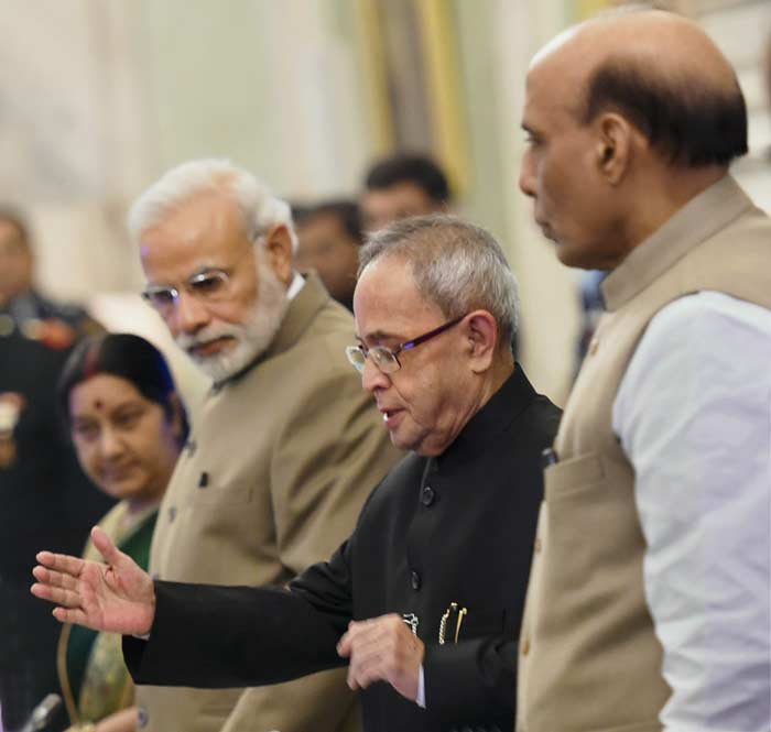 Pranab Mukherjee, Narendra Modi, Rajnath Singh