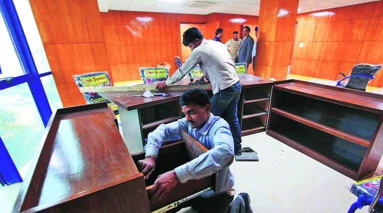 The mayor’s office being prepared in Mohali. (Source: Express Photo by Jasbir Malhi)