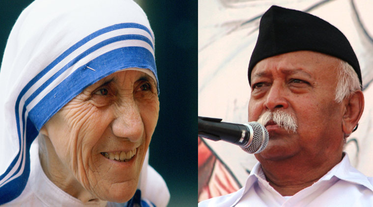 Mother Teresa, mohan bhagwat, RSS,  Ghar Wapsi, conversions, Christianity