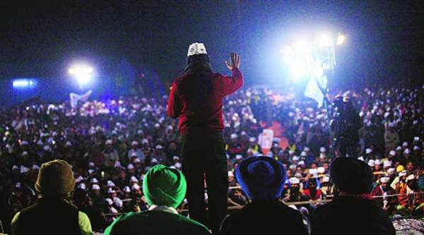 Kejriwal in Trilokpuri during the campaign.(File)