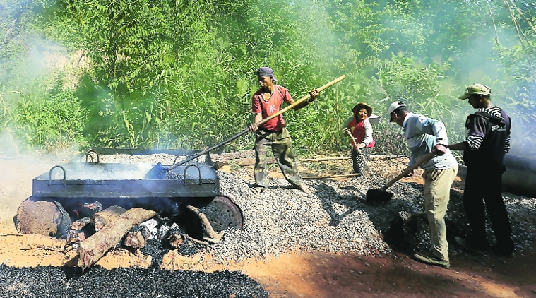 The last 30 km of the road from Moreh is being laid now.