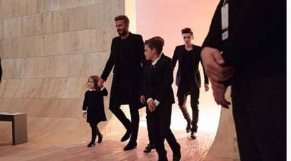 David Beckham & His Family Arrive At Victoria's Fashion Show In