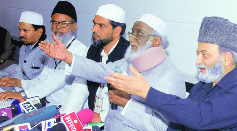 AIMPLB leaders address the meet in Jaipur on Sunday.  (Source: PTI photo)
