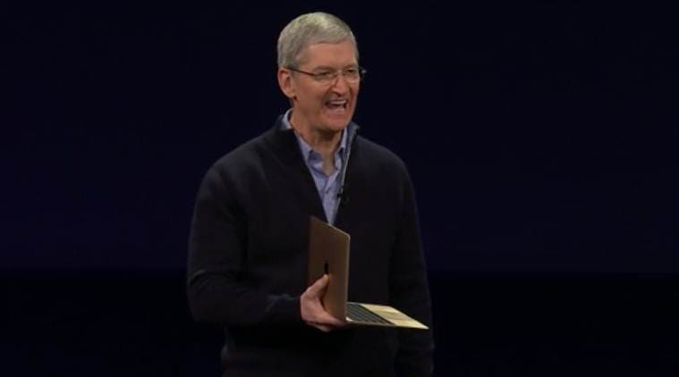 Apple CEO Tim Cook with the new MacBook