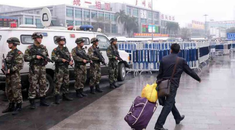 Police outside the railway station where the attack took place. (Source: Reuters)