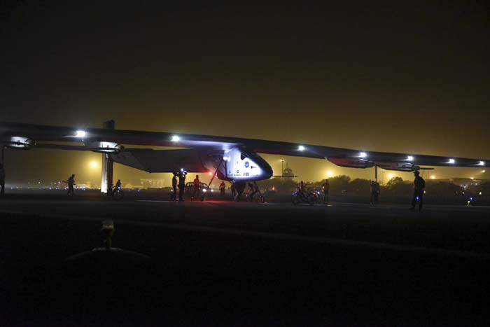 Solar Impulse, Solar Impulse 2, a solar-powered airplane, Bertrant Piccard, Switzerland, Ahmedabad, India, round-the-world journey, Muscat, Oman, Andre Boschberg, aviation, solar impulse plane, solar impulse 2 aircraft, solar impulse 2 speed, science, Nation, India News, National News