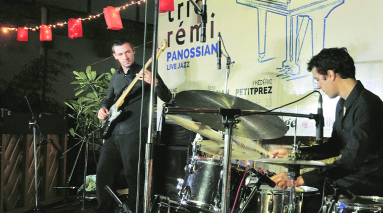 The French band Remi Panossian Trio perform at Sector 26,Chandigarh, on Monday. (Express photo by Sahil Walia)