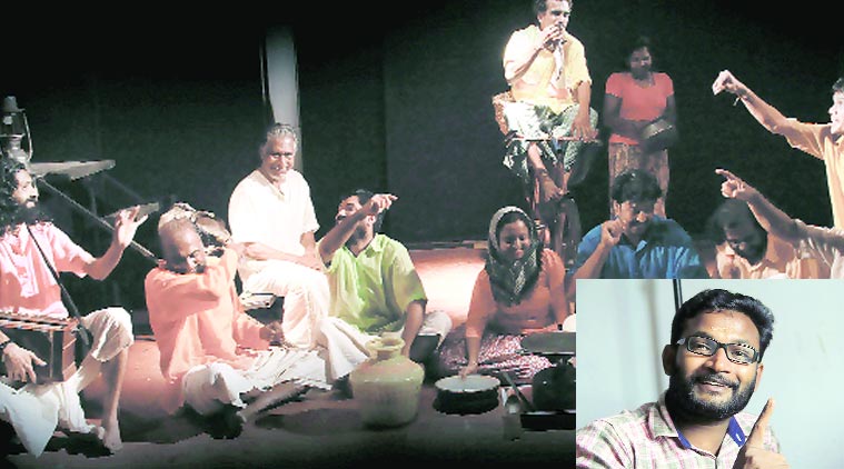 In the play, mathi represents the working class of Kerala and is present in every aspect of life, from romance to violence; (right) Jino Joseph.