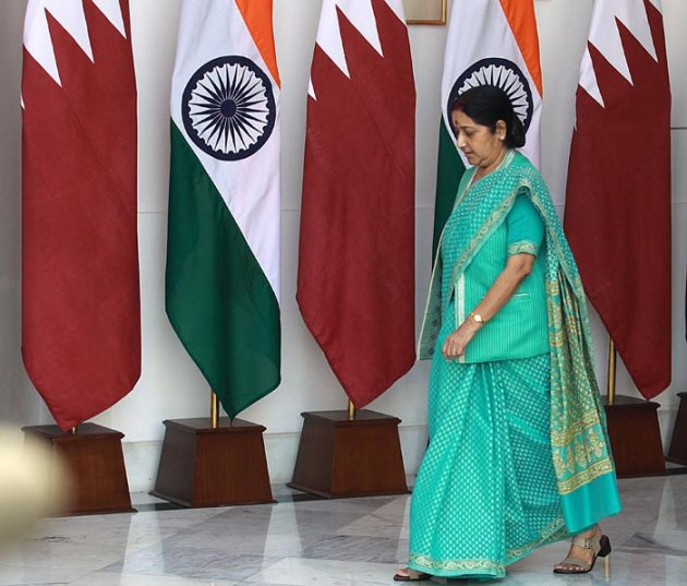 Prime Minister Narendra Modi, Sheikh Tamim Bin Hamad Al-Thani, Sushma Swaraj