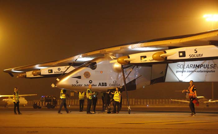 Solar Impulse, Solar Impulse 2, a solar-powered airplane, Bertrant Piccard, Switzerland, Ahmedabad, India, round-the-world journey, Muscat, Oman, Andre Boschberg, aviation, solar impulse plane, solar impulse 2 aircraft, solar impulse 2 speed, science, Nation, India News, National News