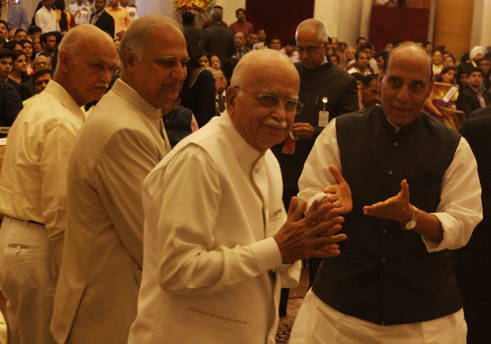 Rajnath Singh, Lal Krishna Advani, Advani Padma award, Advani Padma Vibhushan, Padma awards, Padma awards 2015, Bharat Ratna awards, Padma Shri,LK Advani, Advani, President of India, Pranab Mukherjee, PM Modi, 2015 Padma awards, Padma award photo, Padma bhushan, PAdma Bibhusan, India news, top stories