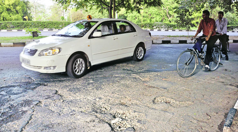 Chandigarh roads, Chandigarh road maintenance, road maintenance, road condition, road chandigarh, Chandigarh waterlogged road, Chandigarh news, Chandigarh