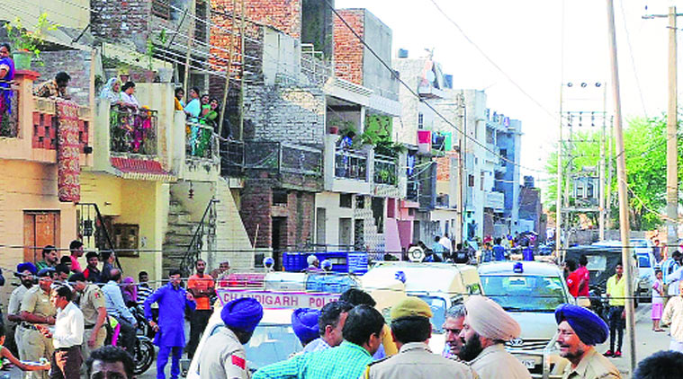 At the scene of crime at Dadu Majra on Sunday. (Source: Express photo)