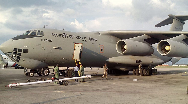 IAF aircraft IL-76MD ready for evacuation of Indian nationals. (Source: Abhimanyu Chakravorty)