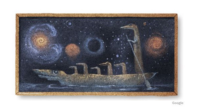 Today's Google Doodle was based on the work of Surrealist painter Leonora Carrington. (Source: Google)
