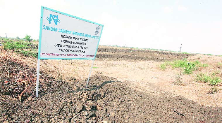 The site of SSNNL’s canal-based micro turbine project at Miyagam branch canal near Dabhoi in Vadodara. (Source: Express photo byBhupendra Rana)