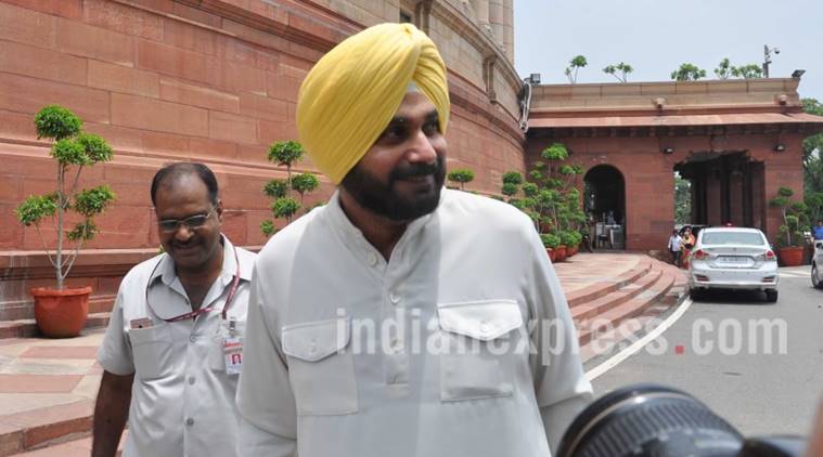 Navjot Singh Sidhu at the opening day of the monsoon session of the parliament, in New Delhi on Monday, Express Photo July 18, 2016